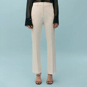 NWT Victoria Beckman X Mango Women's Dress Pants Cream Tapered Size 4 🔥